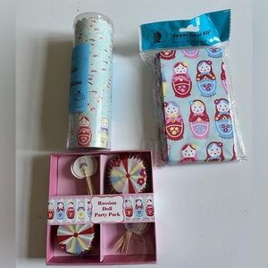 New Russian Doll Party Supplies 24 cupcake liners & picks 24 treat bags, 25 cups